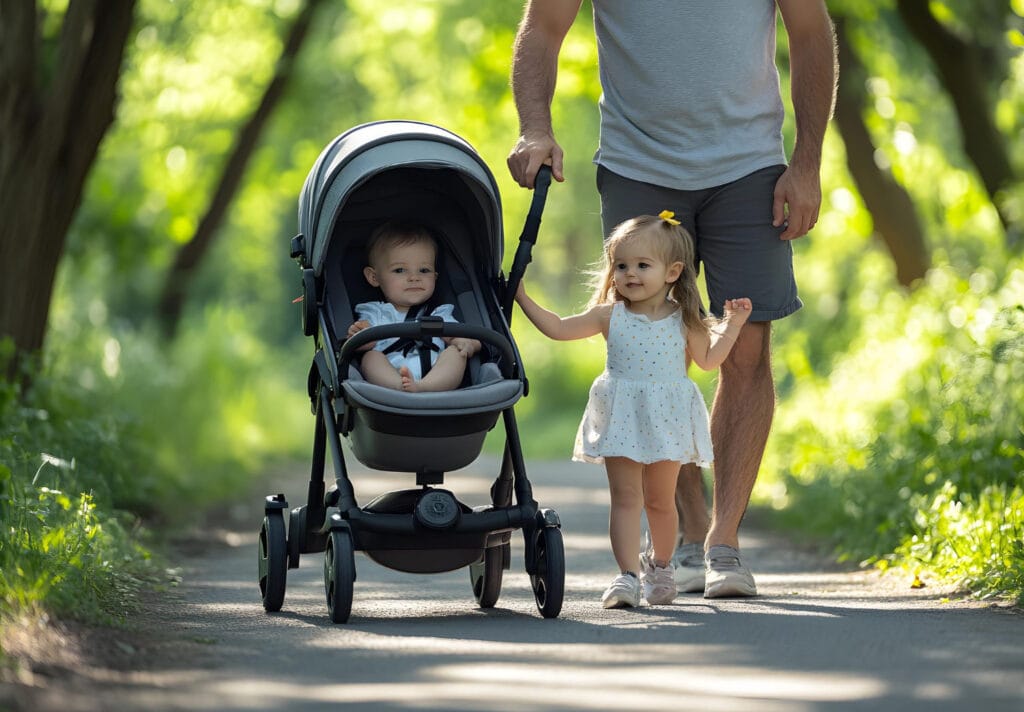 un père avec ses 2 Enfants