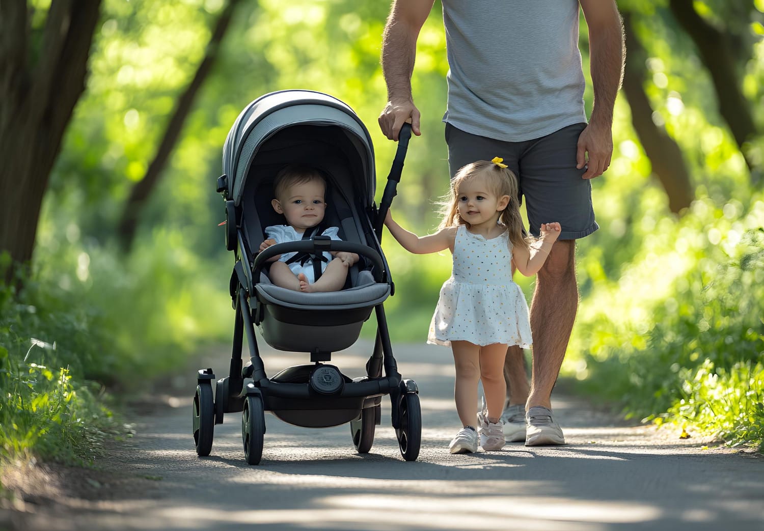 un père avec ses 2 Enfants